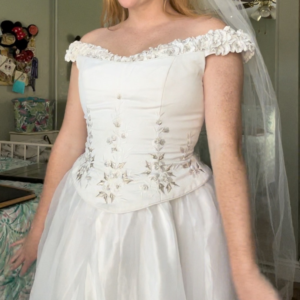Vintage White Floral Gown